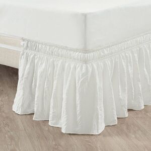Open Box - Lush Decor - Queen/King/Cal King Ruched Ruffle Elastic Easy Wra White